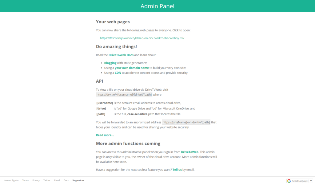 host website using google drive